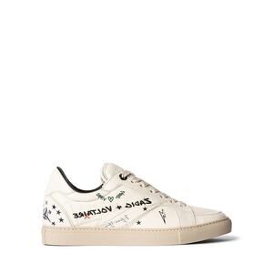 Zadig & Voltaire 'Board Crush Serigraphy' White Lace Up Sneakers Size 7